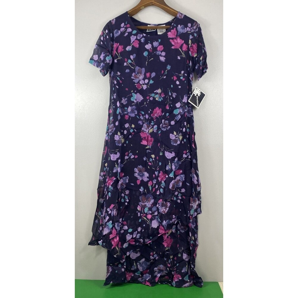 PHOOL Women's Size S Floral Rayon Mini Dress Belushi Dark Blue Purple New NWT